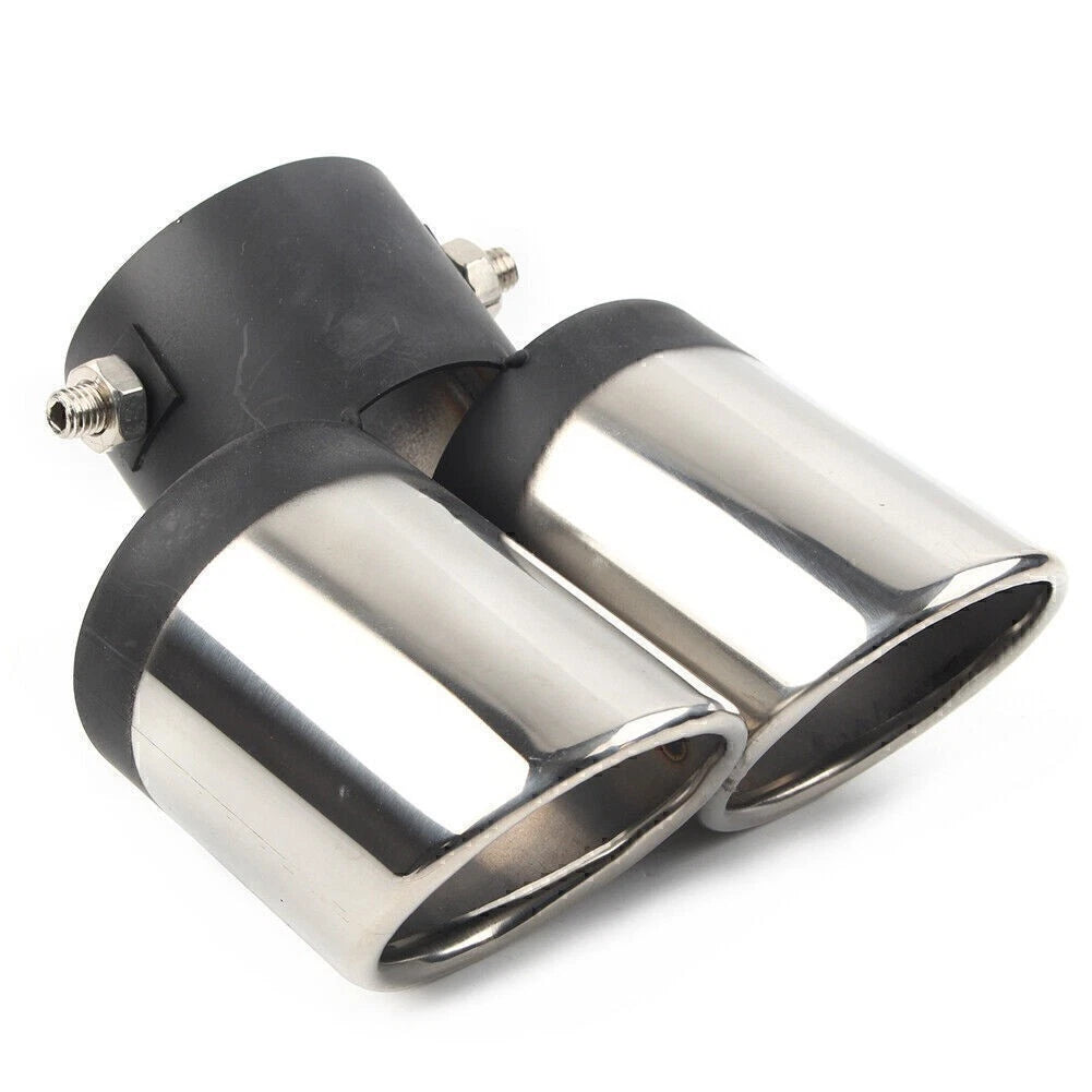 Dual Rear Exhaust Pipe Trim Tip for Universal Fit (Stainless Steel)