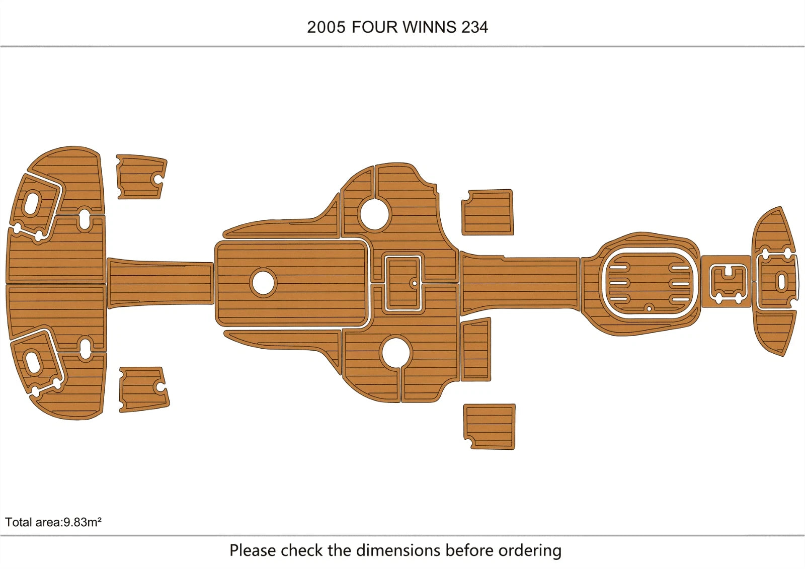 EVA Foam Teak Deck Flooring Pads for Four Winns 234 (1999)