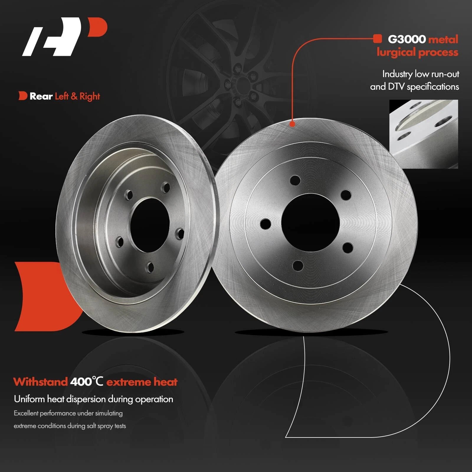 Set of 2 Front & Rear Disc Brake Rotors for Ford F-150 (2000–2004)