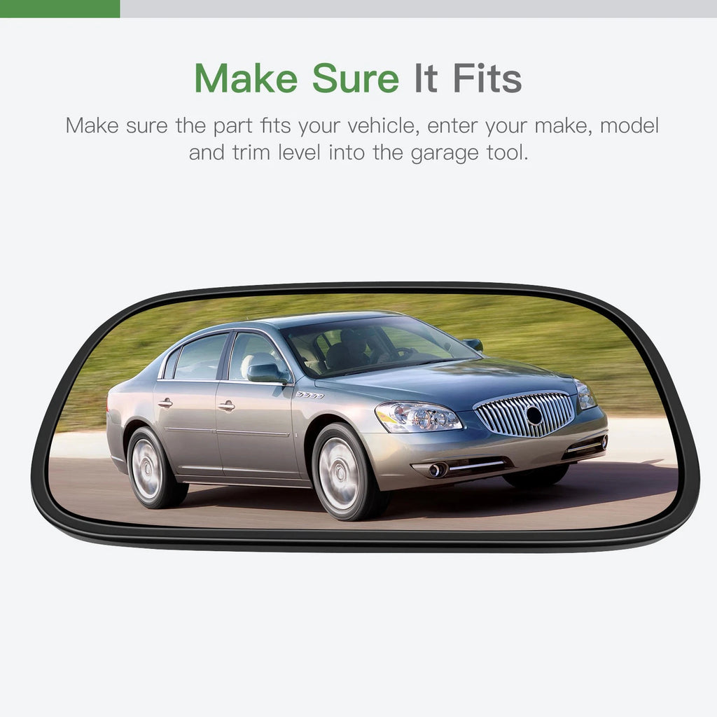 Driver Side Flat Mirror Glass w/Base for Buick Lucerne (2006–2011)
