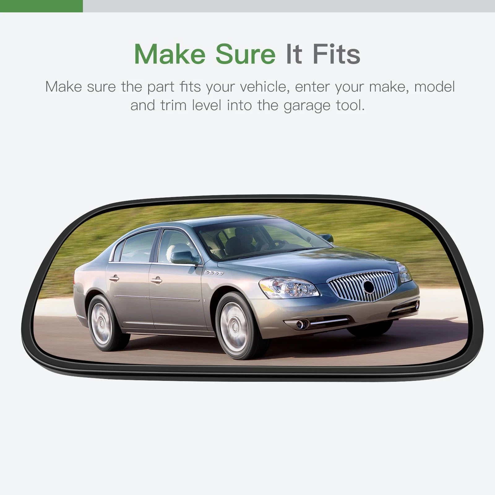 Driver Side Flat Mirror Glass w/Base for Buick Lucerne (2006–2011)