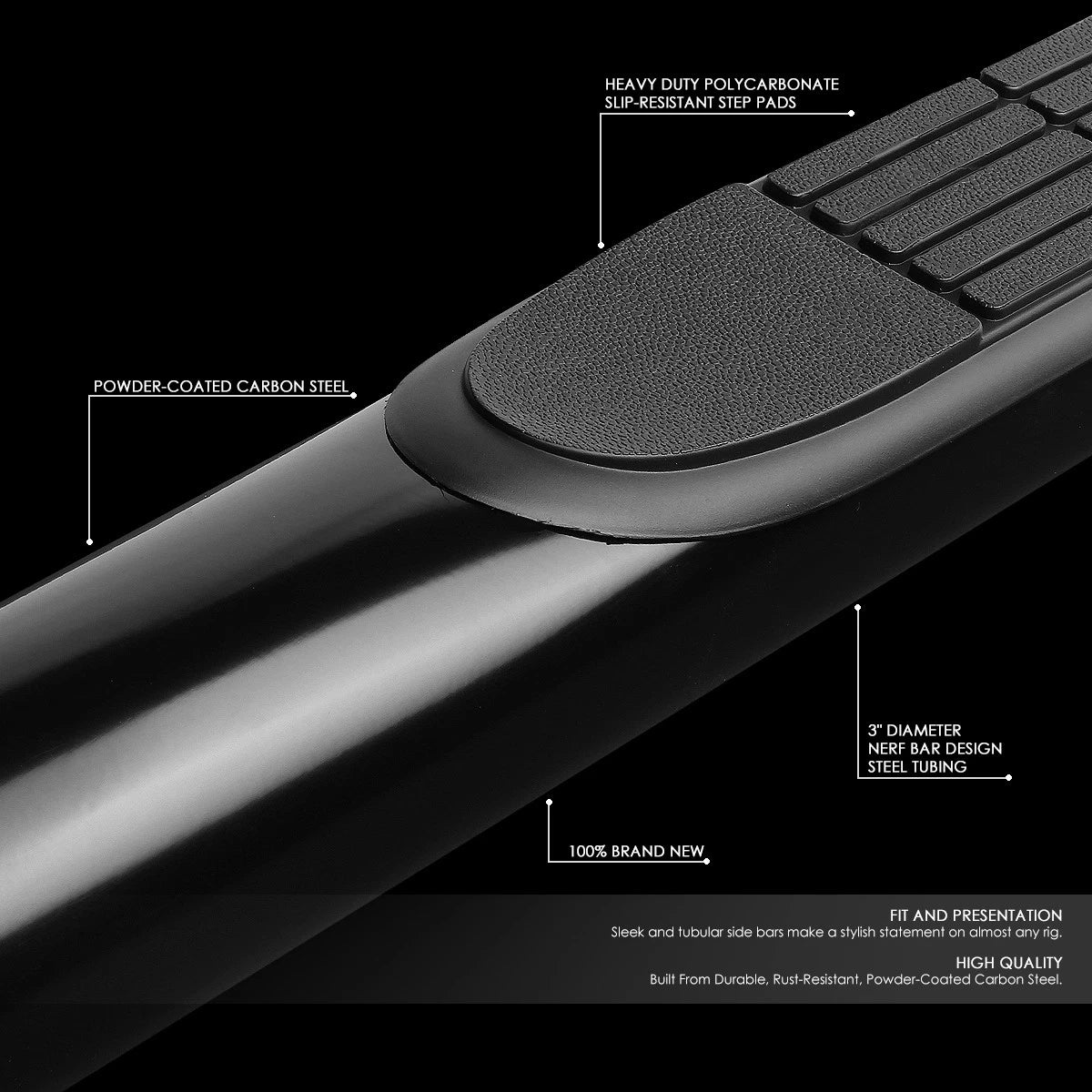 3"OD Round Running Board Step Nerf Bar for Silverado Sierra (2019–2021)