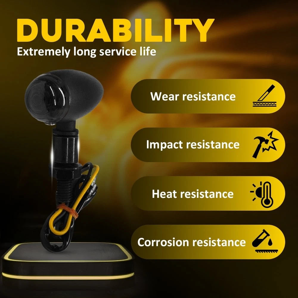 2X Black Amber Turn Signal Blinker Light for Motorcycle