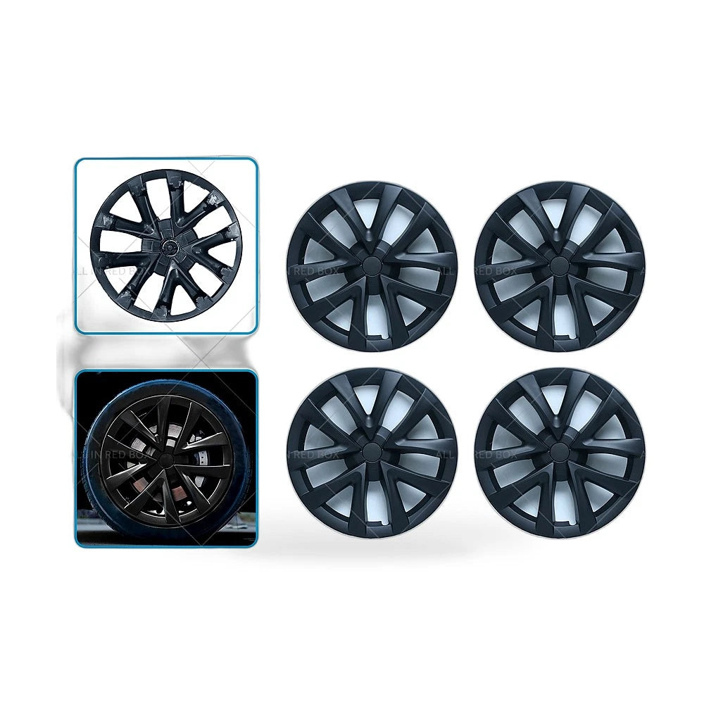 Set of 4 Wheel Cover Hub Caps for Tesla Model 3 (2017–2023) Matt Black