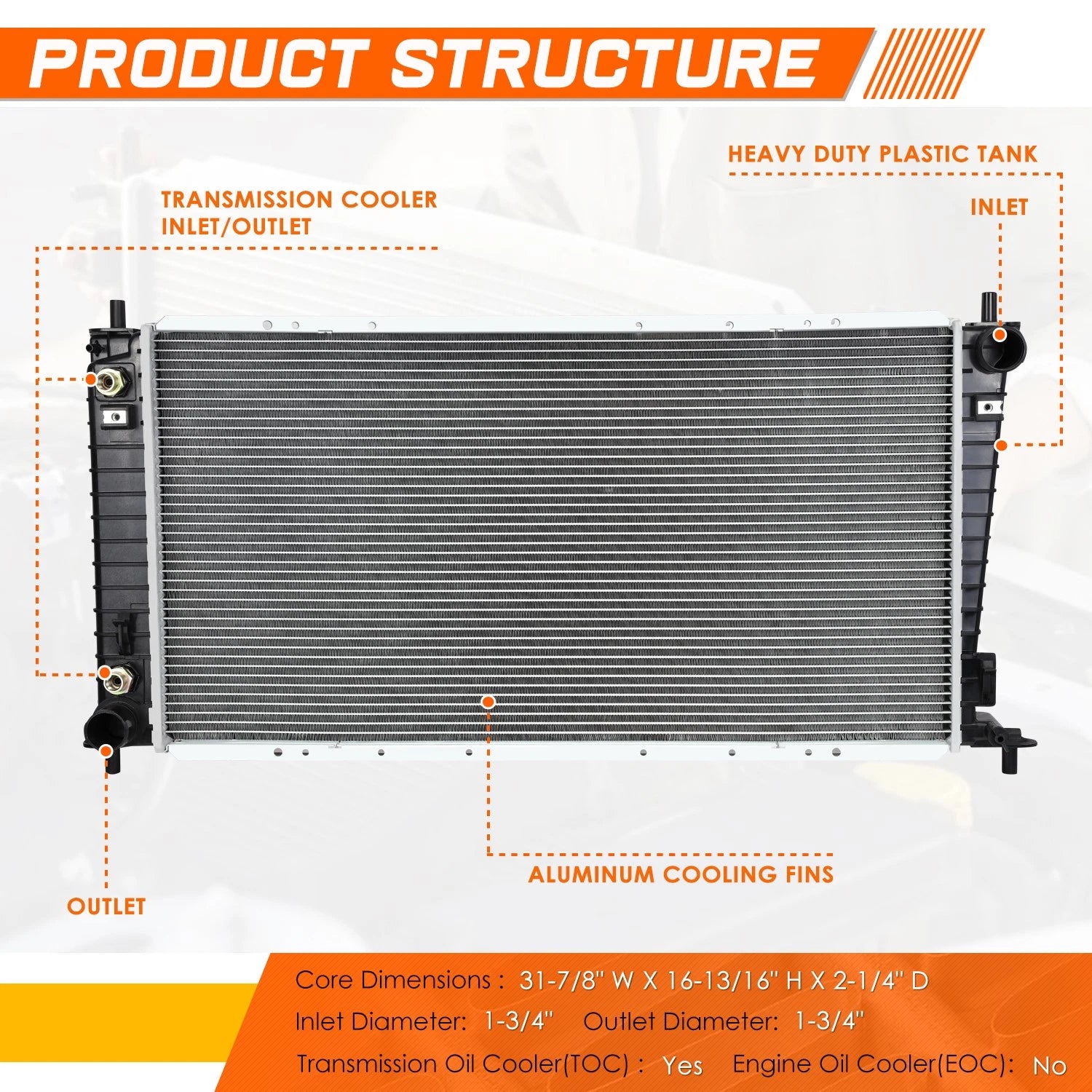 Aluminum OE Factory Radiator for Ford Superduty/Expedition (1997–2003) DPI-2136