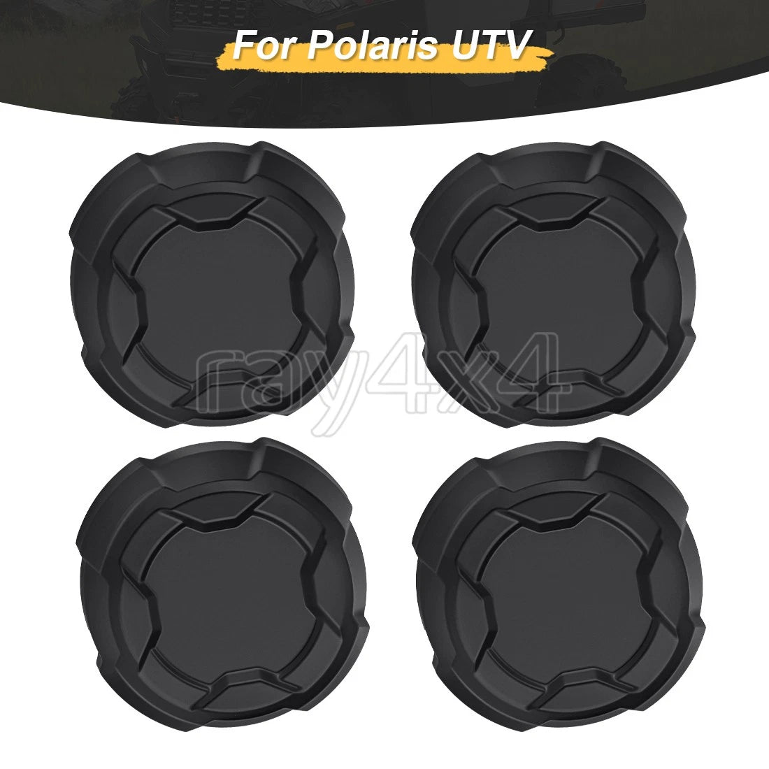 Set of 4 Matte Black Rim Caps for Polaris Ranger Crew SP 570 (2022–2025) 1524066-458