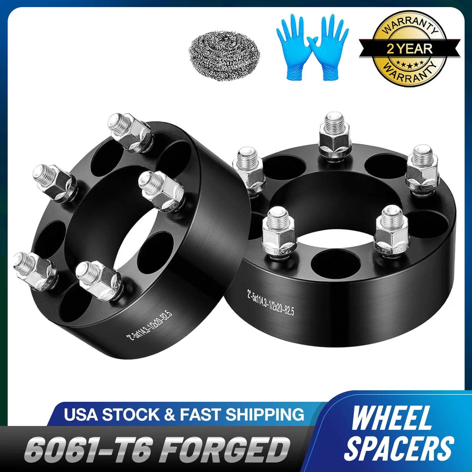 2x 2 in Wheel Spacers 5x114.3mm 1/2x20 for Ford Galaxie (1966–1967)