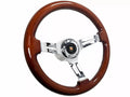 Chrome Wood Slotted Steering Wheel with Horn for 1969–1989 Cadillac Telescopic