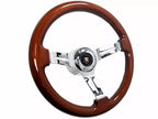 Chrome Wood Slotted Steering Wheel with Horn for 1969–1989 Cadillac Telescopic