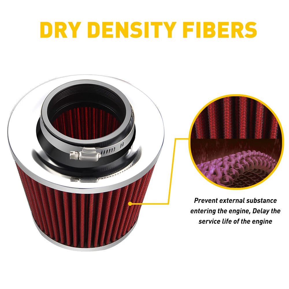 3" Inverted Neck Cone Dual Induction Intake Filter for Universal Fit