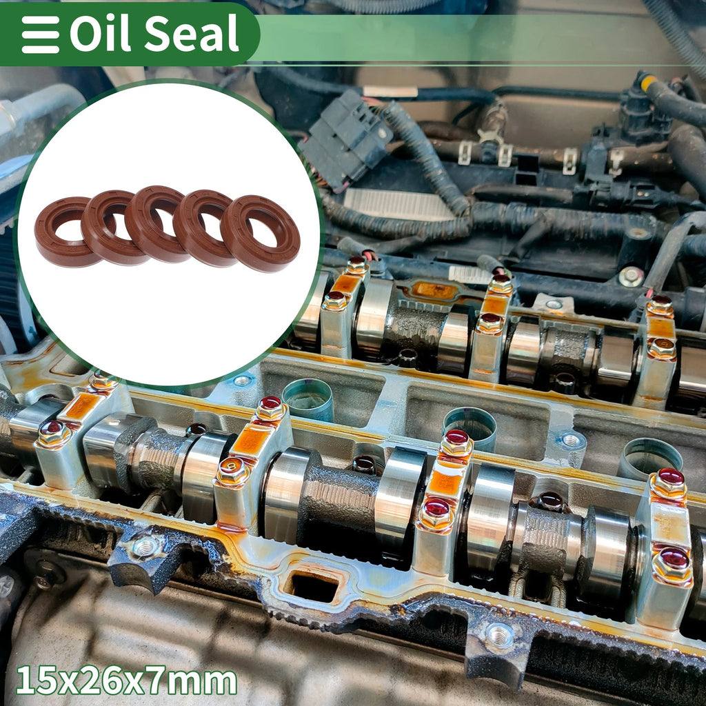 Set of 5 Oil Seal Rotary Shaft Seal FKM Rubber 15x26x7mm