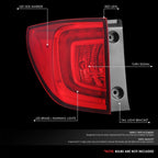 Left Side LED Taillight for Honda Pilot (2016–2018) OE Style Chrome Housing