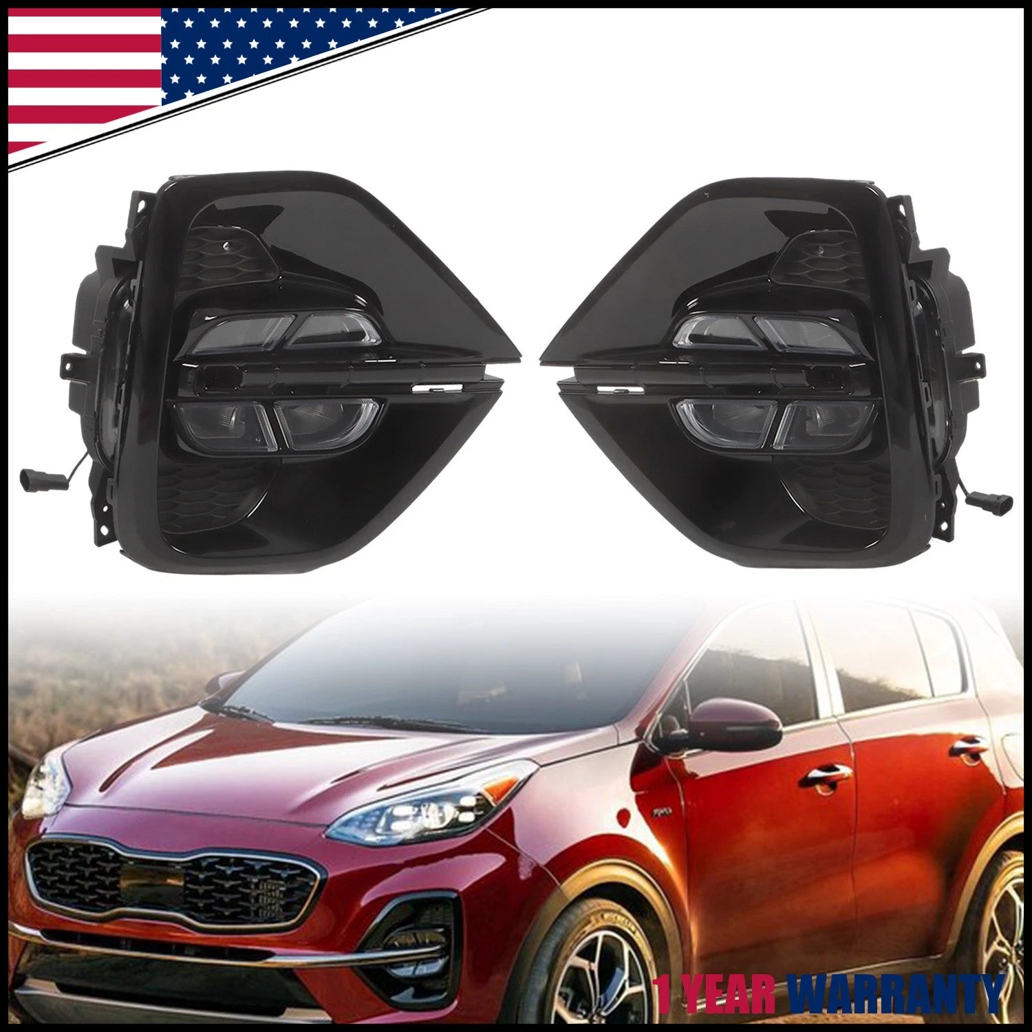 LED Fog Light Daytime Running Lamps Pair for Kia Sportage (2019–2021)