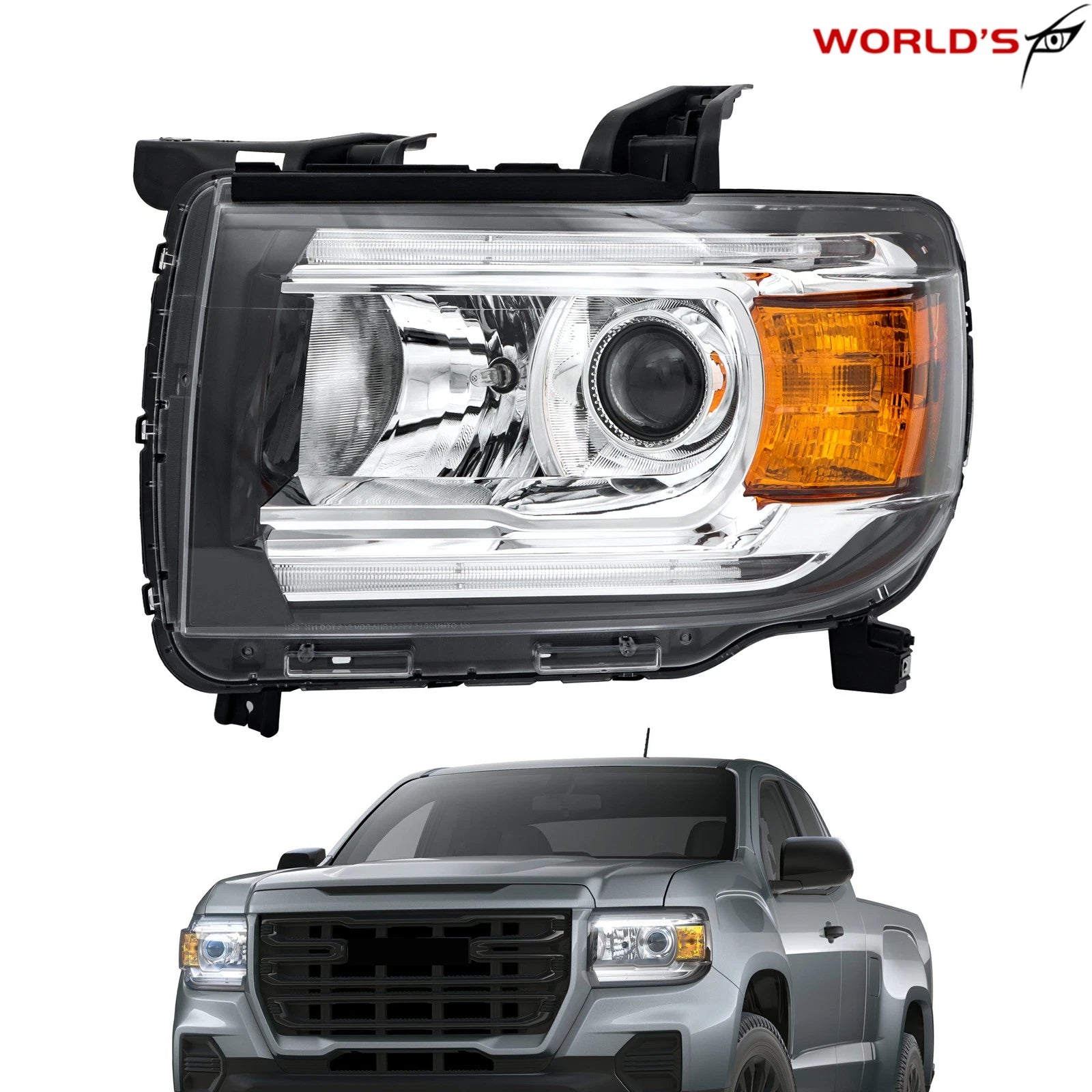 Set of 2 Halogen LED DRL Projector Headlights for GMC Canyon (2015–2022)