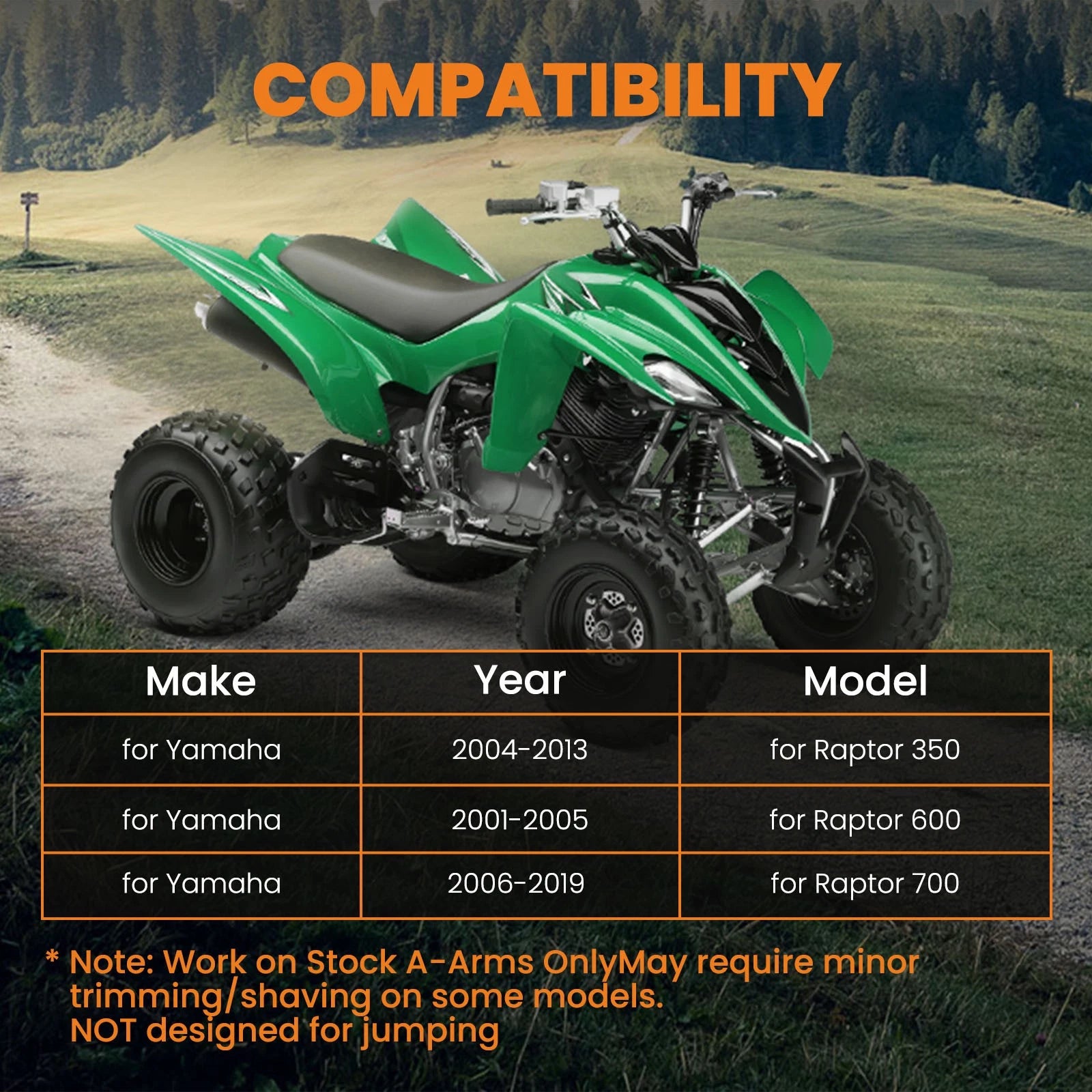 Adjustable Lowering Kit for Yamaha Raptor 350 660 700 ATV (2001–2019)