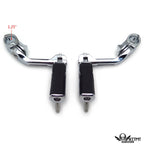 1-1/4" Chrome Clamp Engine Guard with 5" Angled Skull Foot Pegs for Harley