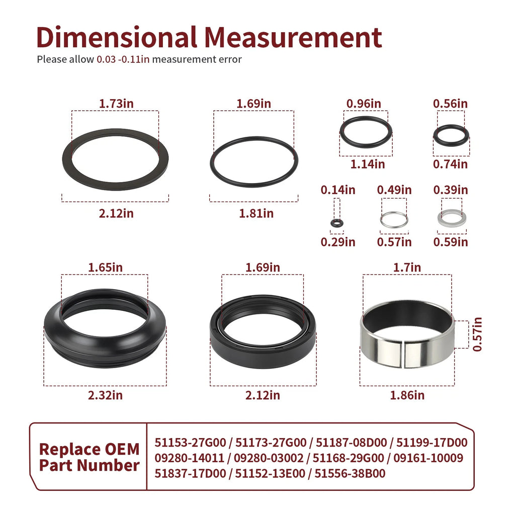 Fork Bushing Dust & Oil Seals for Suzuki GSXR600 GSXR750 (2004–2005)