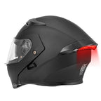 Matte Black Flip Up Modular Full Face Motorcycle Helmet Dual Visor LED DOT