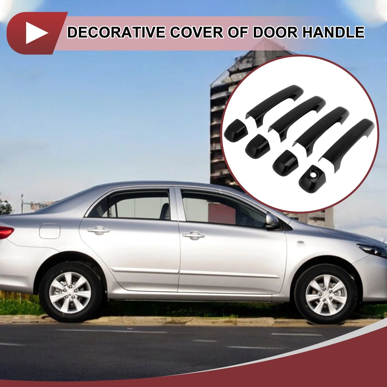 Set of 4 Car Door Handle Covers for Toyota Land Cruiser Prado (2010–2023) Gloss Black ABS