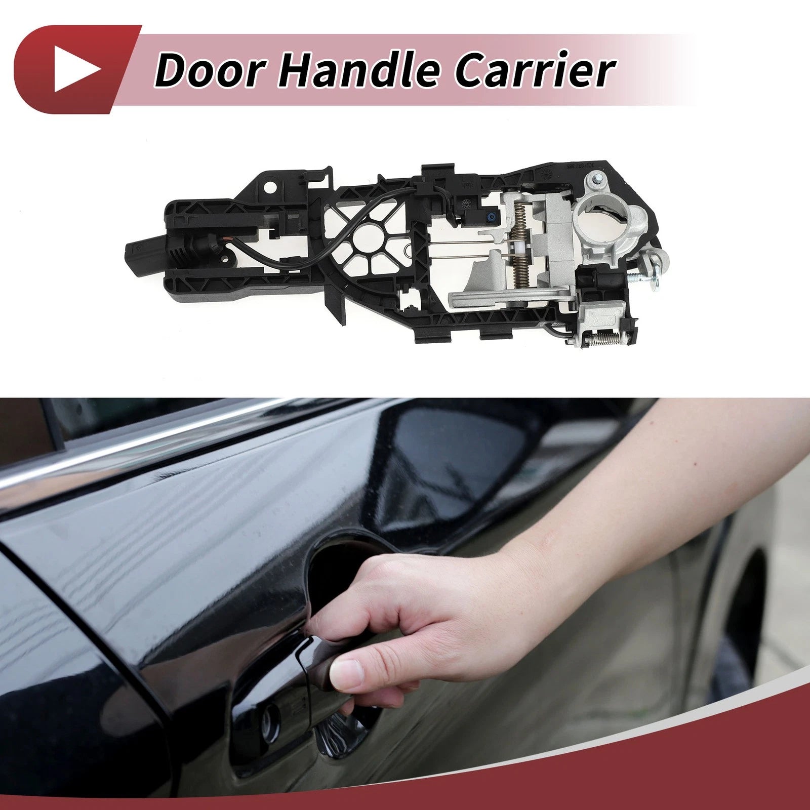 Front Left Door Handle Carrier for Volkswagen CC (2009–2017) No. 3C8837885 Black