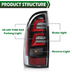 Red LED Tube Tail Lights for Toyota Tacoma (2005–2015)