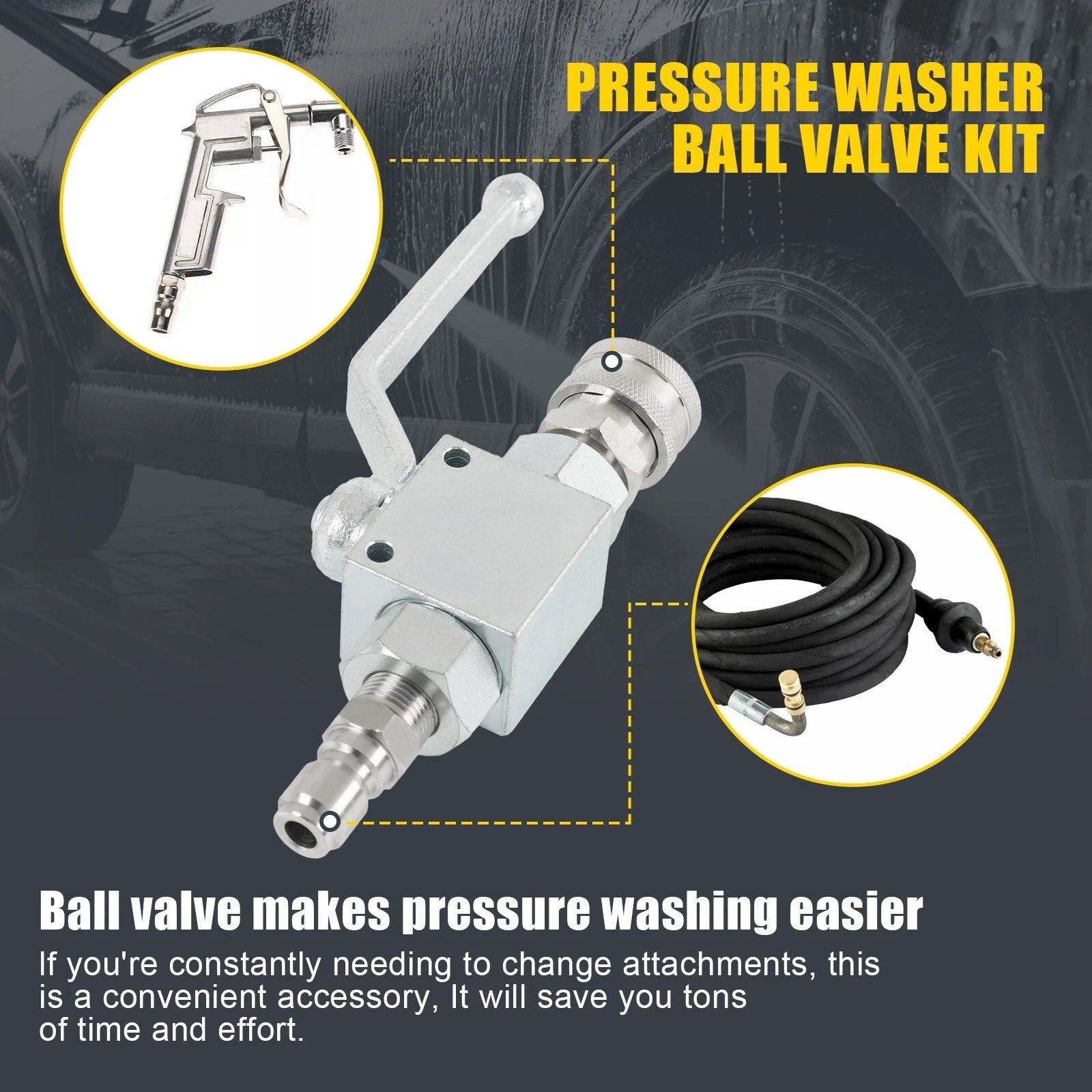 3/8" Ball Valve for Pressure Washers (Max 4500 PSI)