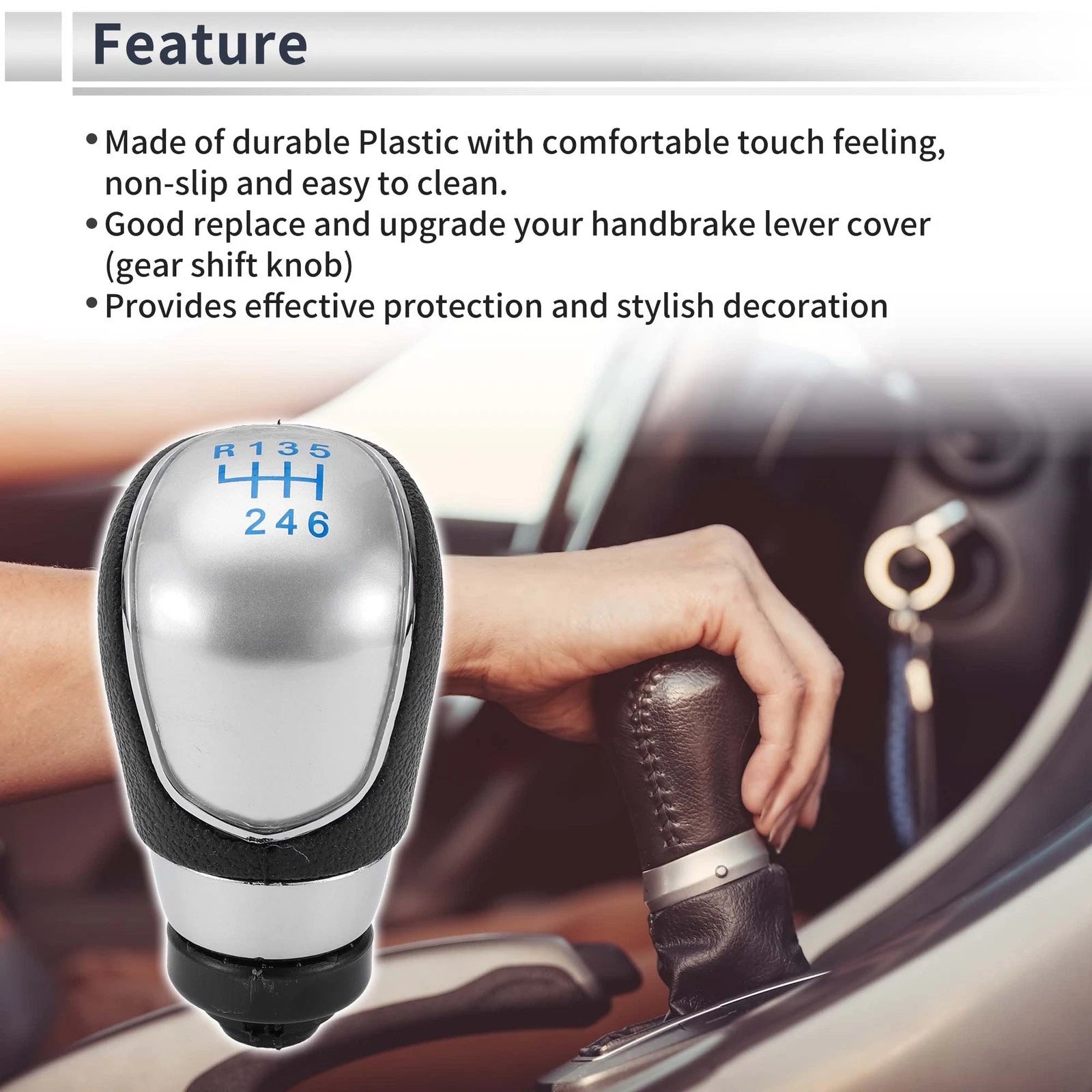 6 Speed Shift Knob for Ford Focus MK2 FL (2008–2011) Blue Black Silver Tone