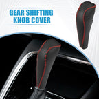 Gear Shifting Knob Cover Trim for Honda Civic (2012–2015) Black Red Stitches