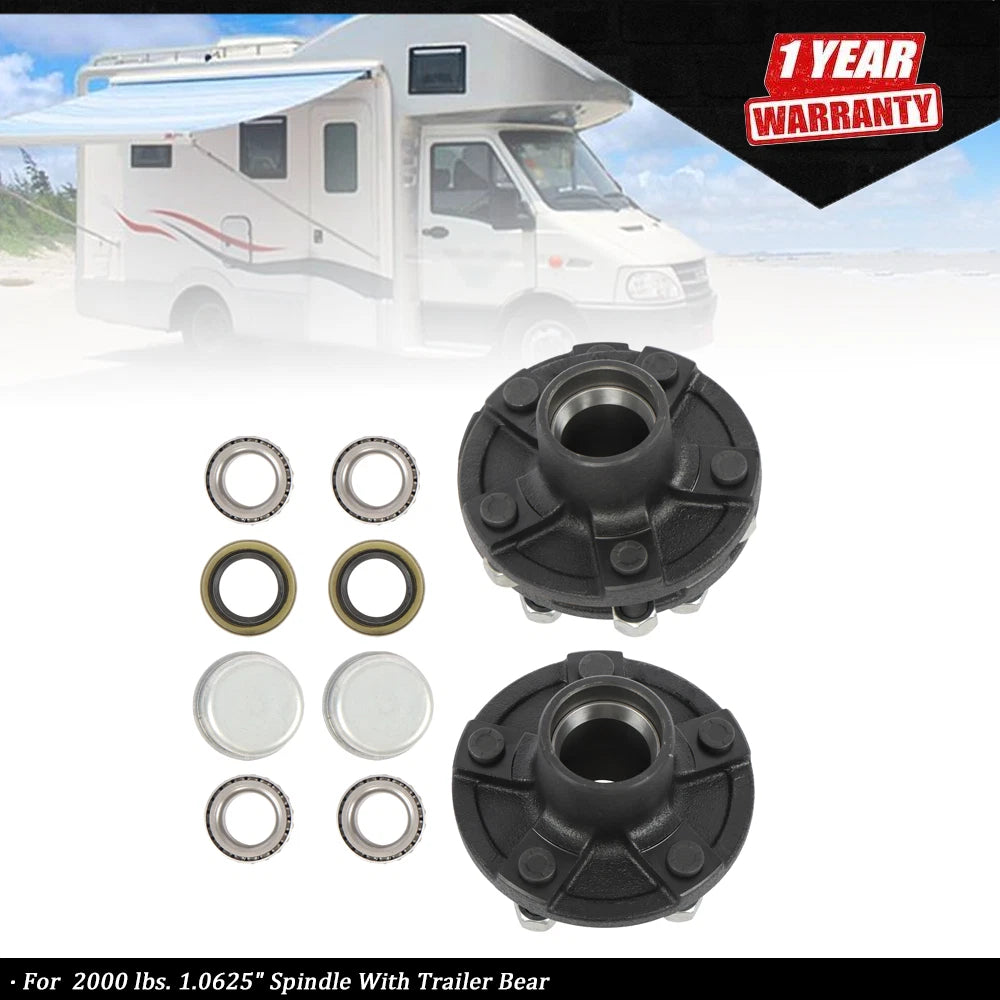 Set of 2 Trailer Hub Kits for 2000 lbs Spindle (5 on 4.5")