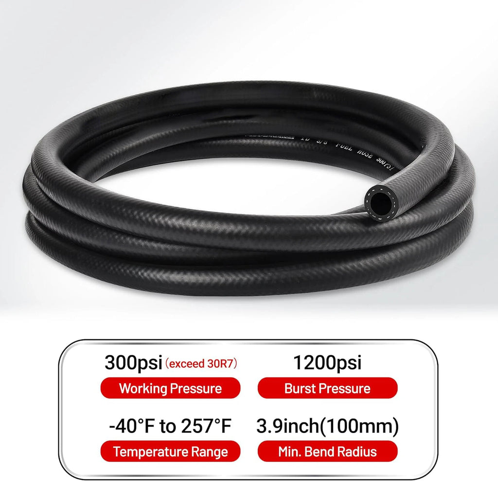 Fuel Hose Line Push Lock for SAE 30R7 NBR Rubber (1/4–1/2") (25 ft)