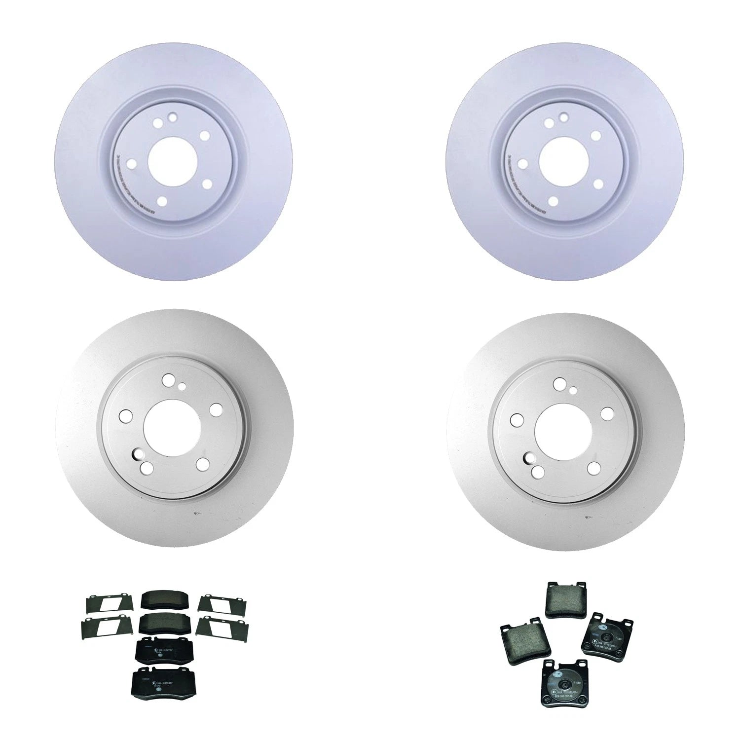 Set of 4 Hella Low-Met Disc Brake Pads for Mercedes R129 SL500 SL600 (1989–2002)