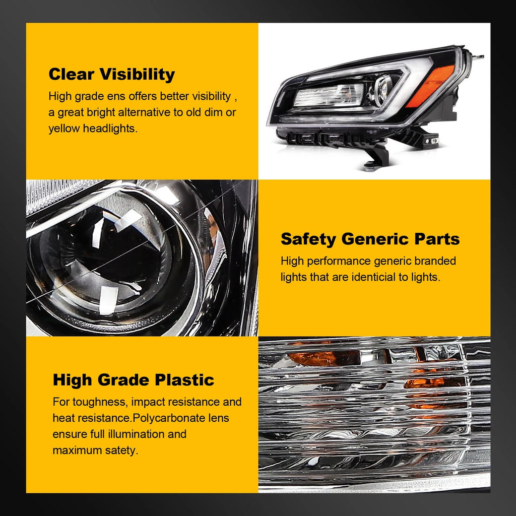 Left Driver Side Headlight Assembly for GMC Acadia (2013–2016) LED DRL