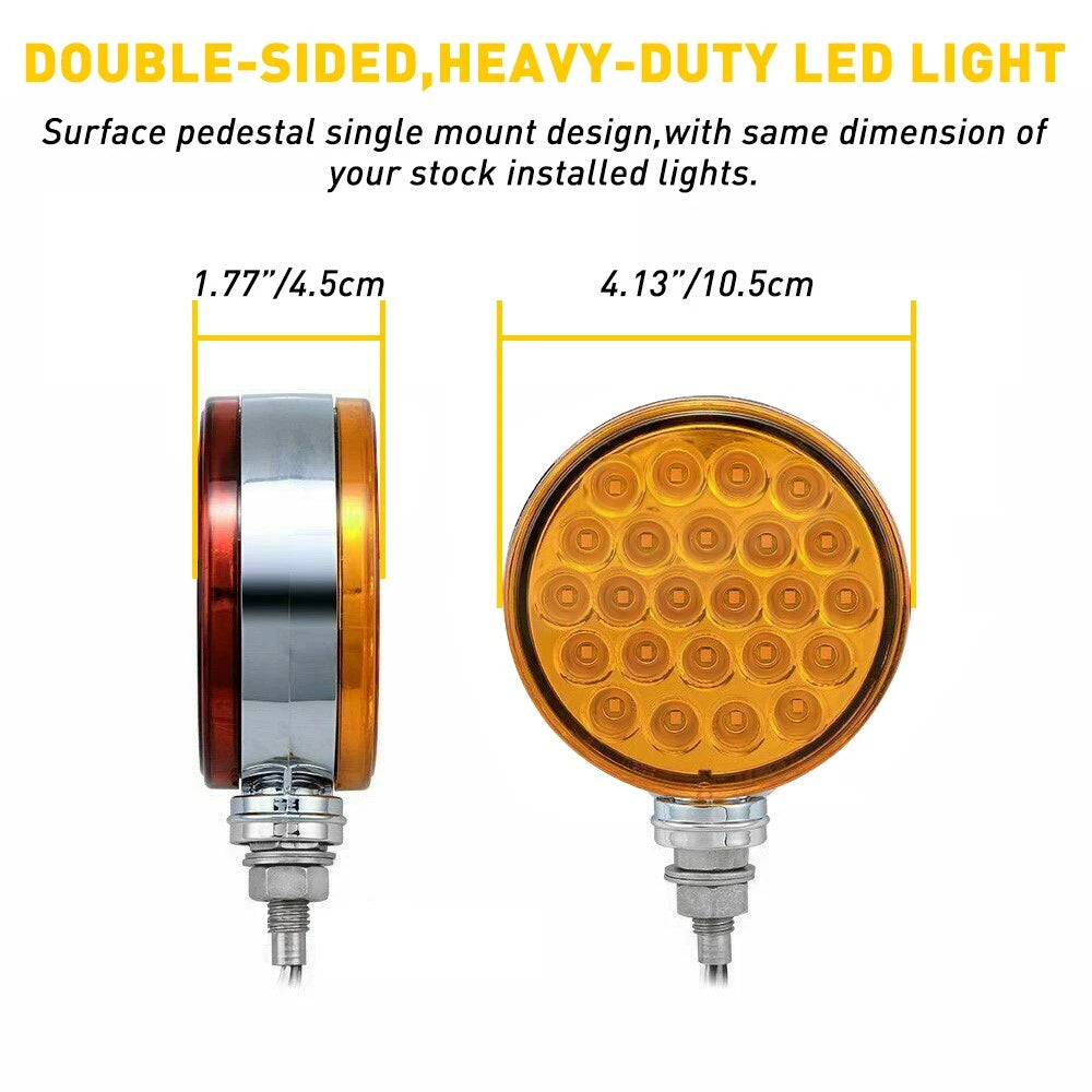 2X 4" 48-LED Round Double Face Turn Signal Brake Light for Universal