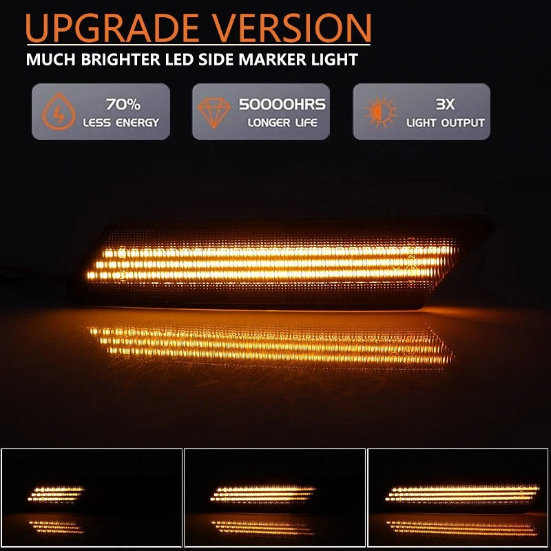 Smoked Amber LED Sequential Side Marker Lights for Porsche 911, Boxster