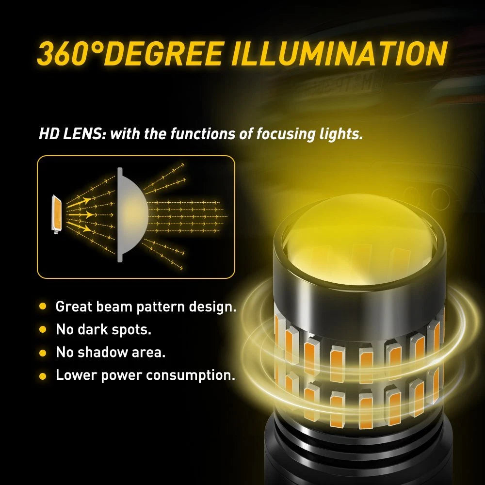 2X 3157 Yellow Amber LED Turn Signal Bulb for (4057 4157)
