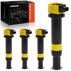 Set of 4 Yellow Ignition Coils for Hyundai Accent Kia Rio (2006–2011)