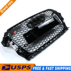 RS3 Style Front Grille for Audi A3 S3 8V (2013–2016) Gloss Black Replacement