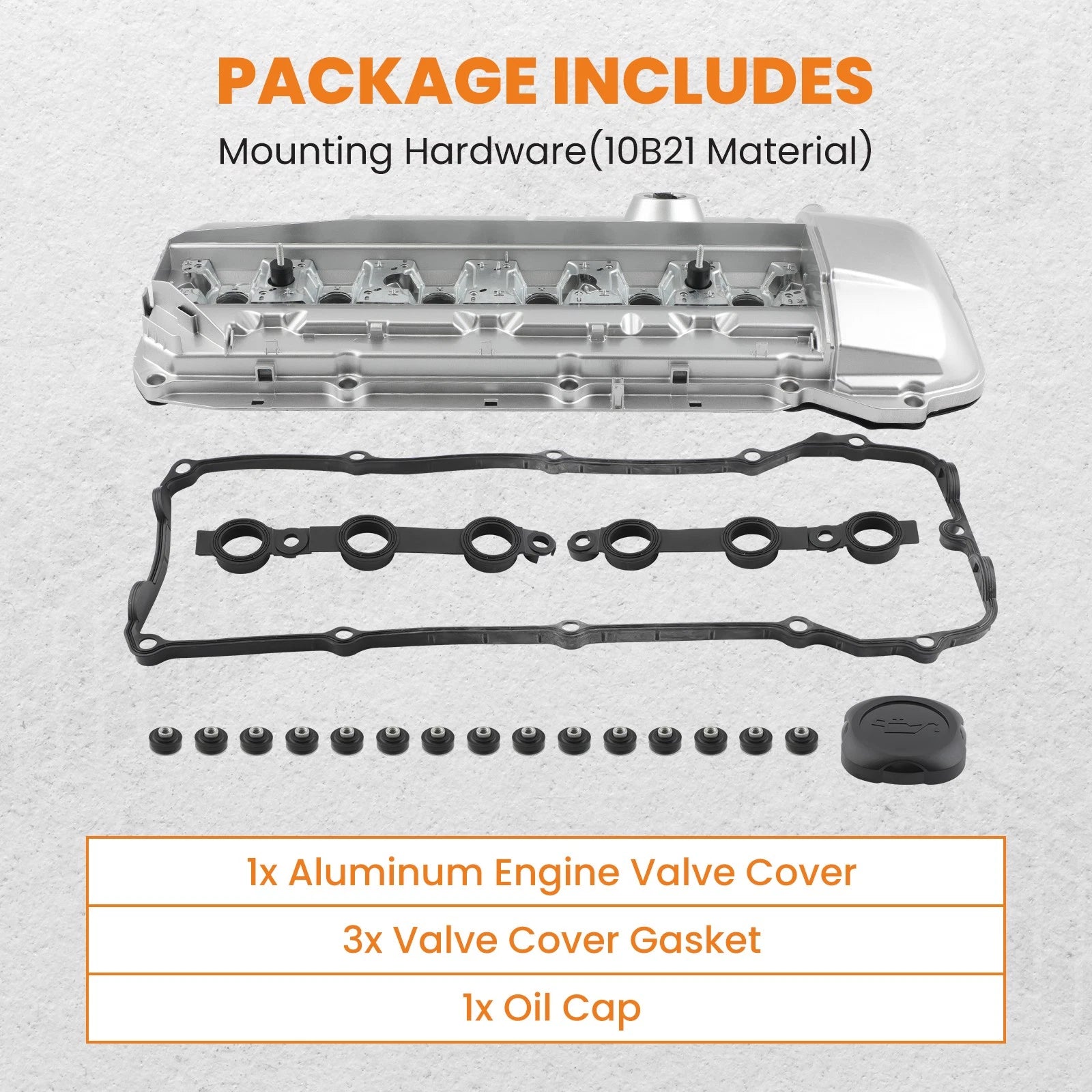 Aluminum Valve Cover & Gasket & Cap for BMW 325CI 325I 525I 530I X5 Z3 (1998–2006)