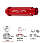Set of 20 M12X1.5 Red JDM Open End Conical Wheel Lug Nuts + 25mm Extension