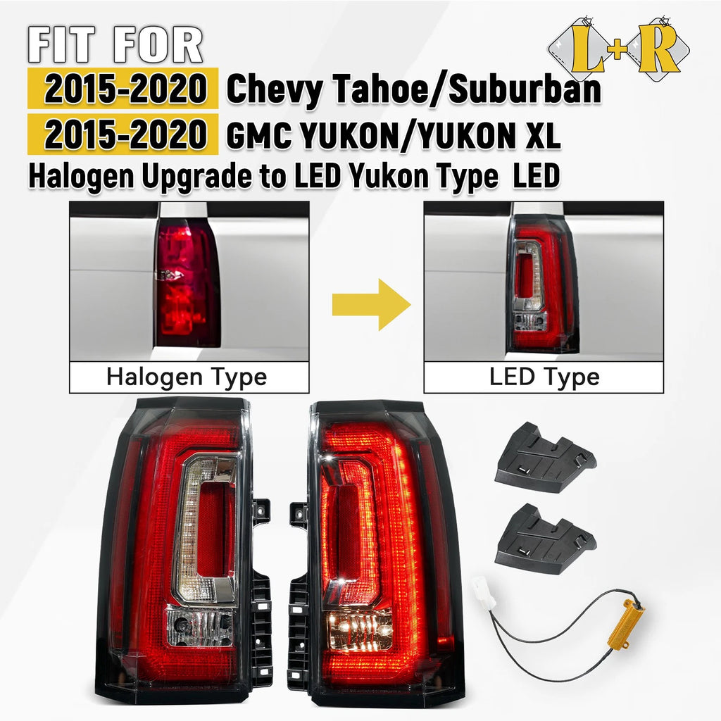 LED Yukon Style Tail Lights for Chevy Tahoe/Suburban (2015–2020) Pair