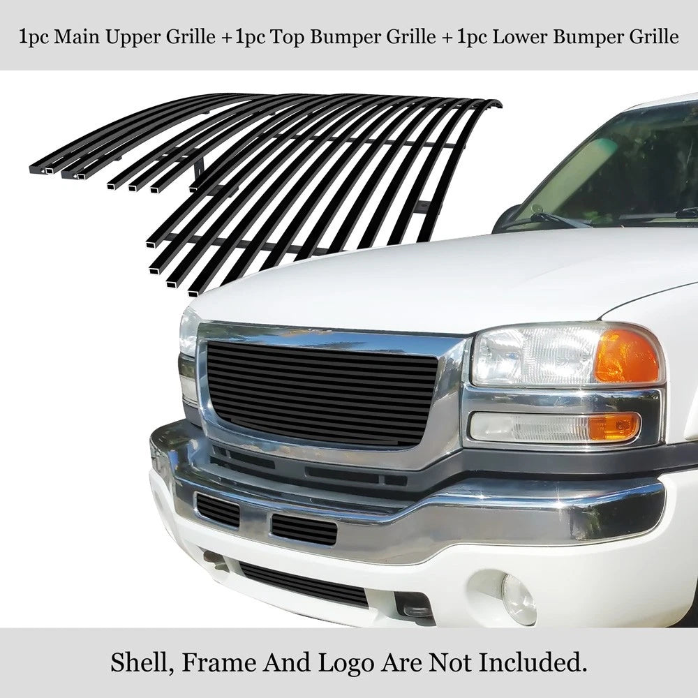 Stainless Black Billet Grille Combo for GMC Sierra 1500/2500/3500 (2003-2006)