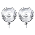 7 Inch Chrome Dietz Style Headlight Pair with Flat H4 Bulb for 12V (—)