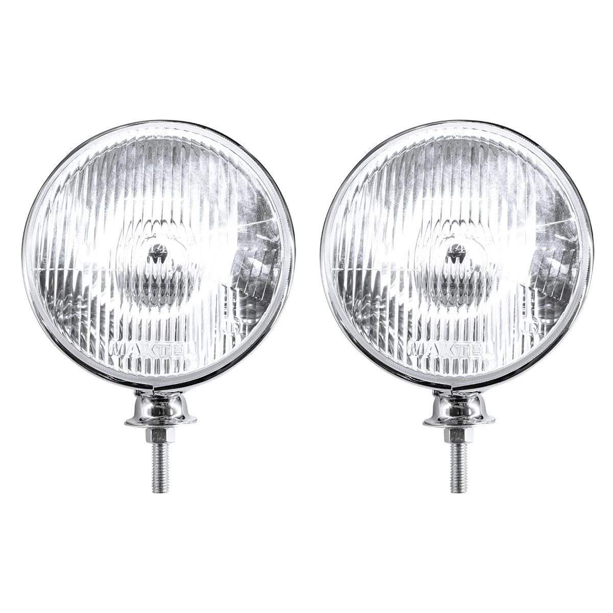 7 Inch Chrome Dietz Style Headlight Pair with Flat H4 Bulb for 12V (—)
