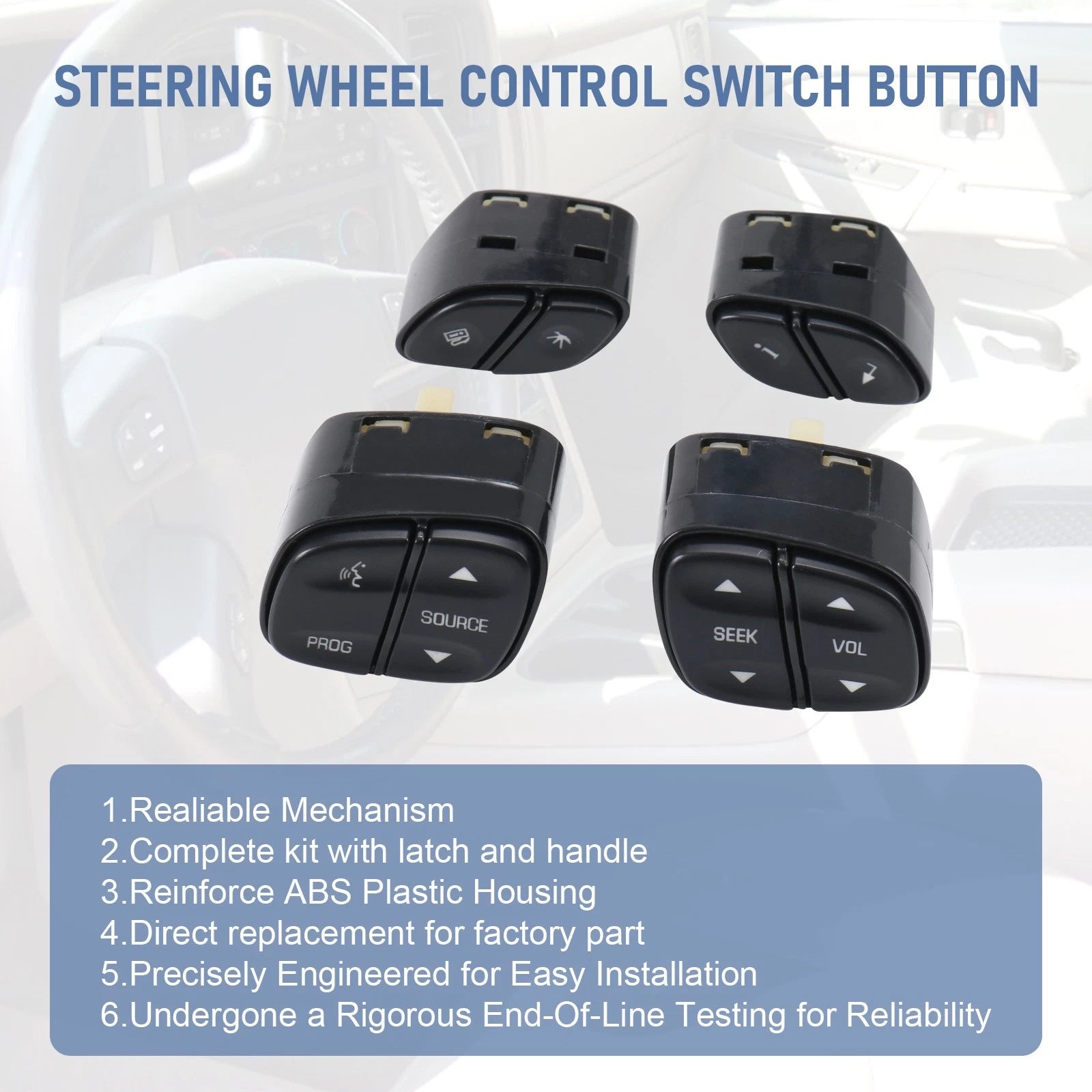Set of 4 Steering Wheel Radio Volume Control Switches for GM Trucks