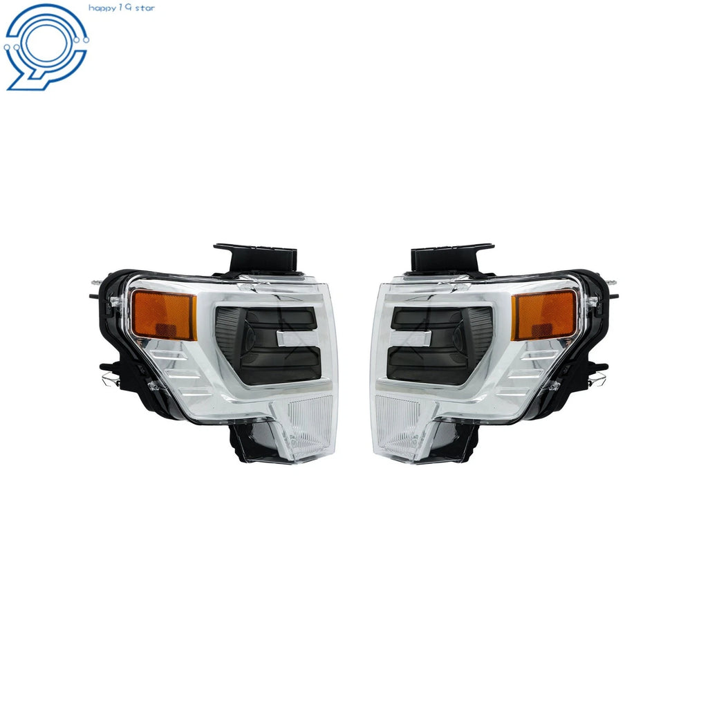 Headlight Pair for Ford F150 (2013-2014) - Projector, Electroplated, HID