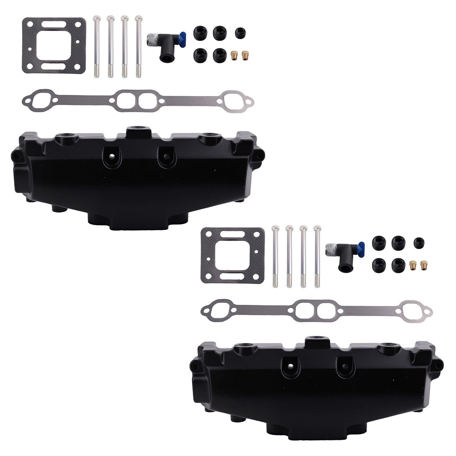 2X Exhaust Manifold Kit for GM 305 350 377 5.0L 5.7L 6.2L (1983–2002)