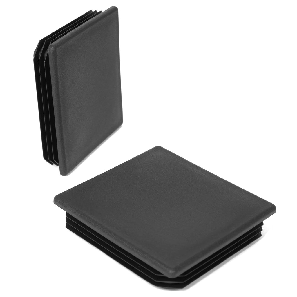 Set of 2 Black Square Rubber Bumper Plug End Caps for RV Camper Trailer