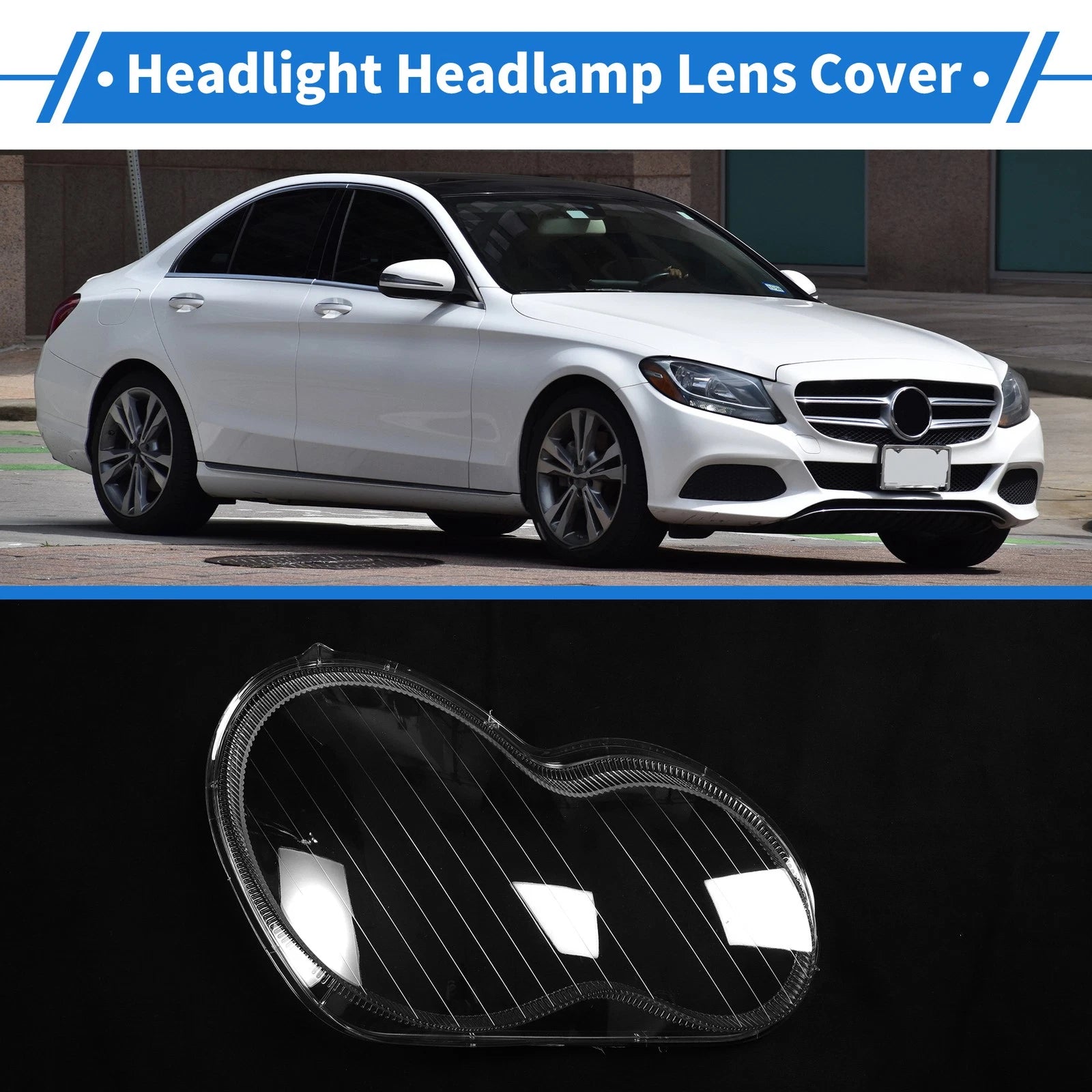 1 Pcs Headlight Lens Cover for Mercedes-Benz C-Class (2001–2017)