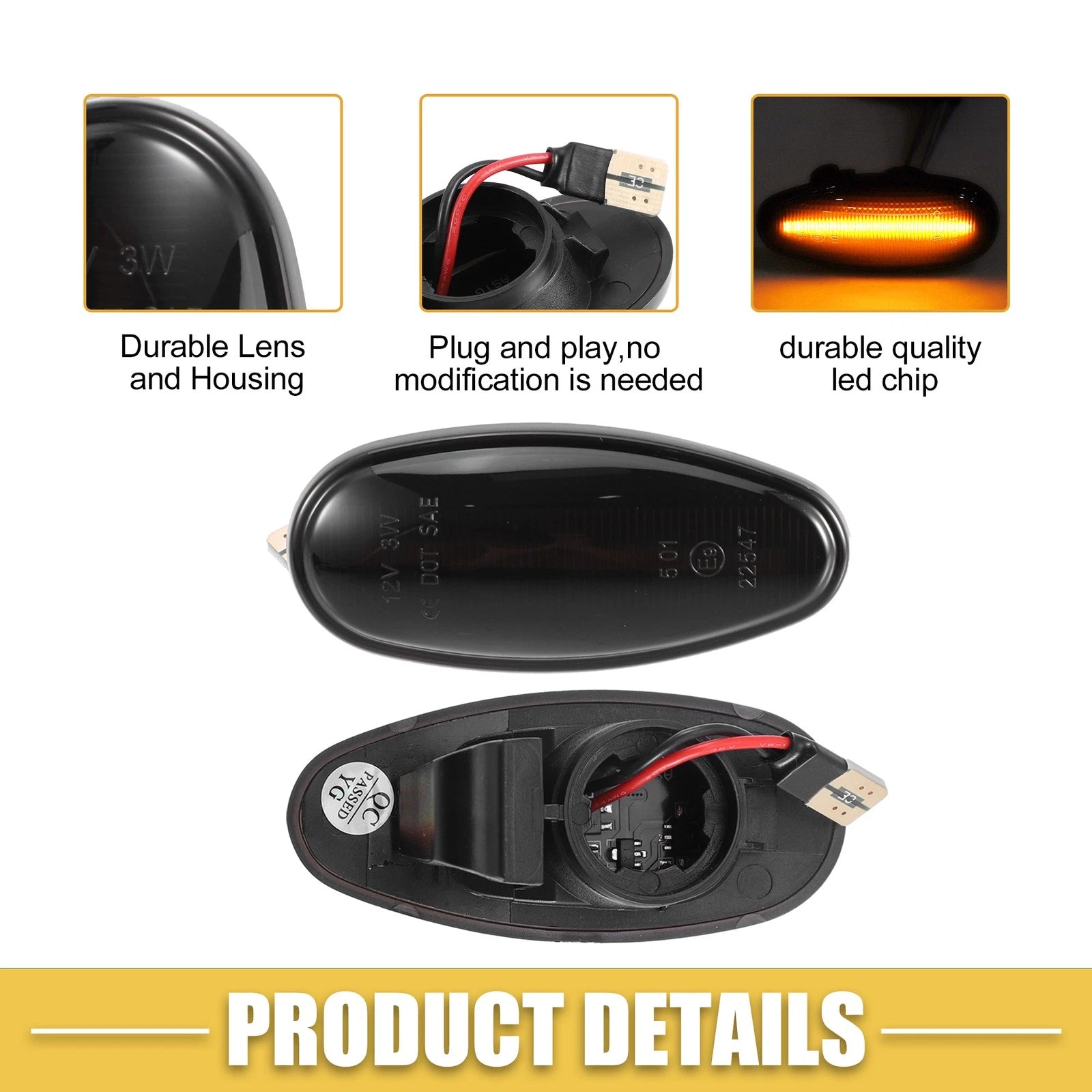2X Front LED Side Marker Light MR522027 for Mitsubishi 