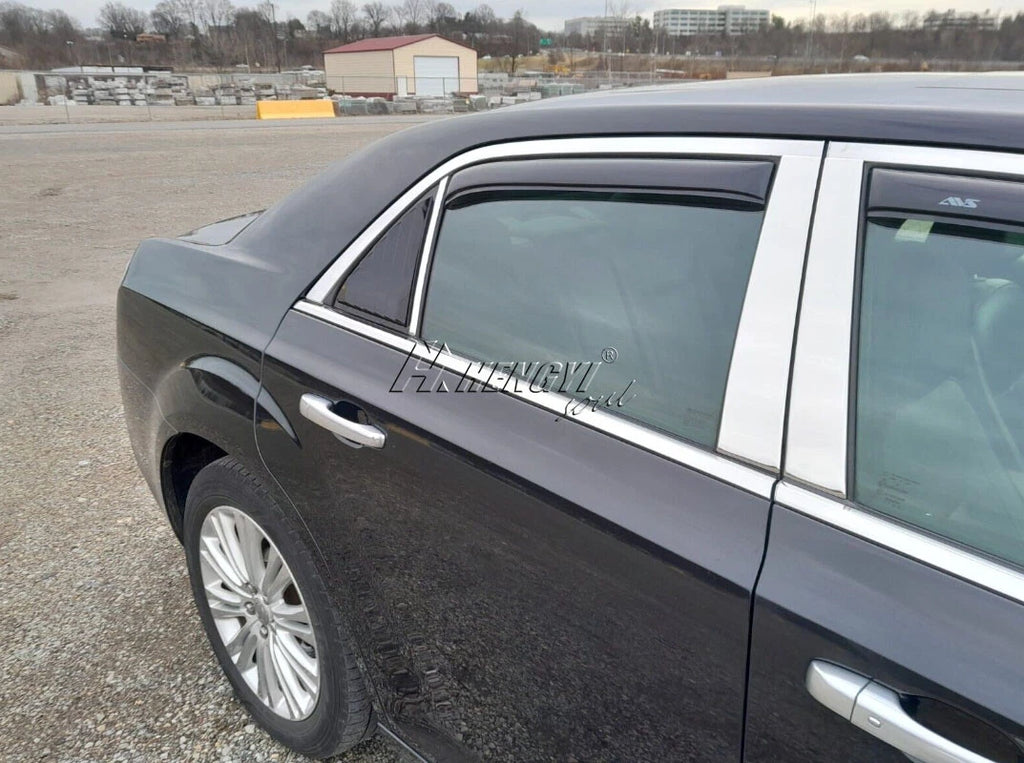 2X Gloss Black Side Window Louvers Air Shutter Cover Trim for Chrysler 300 (2011–2023)